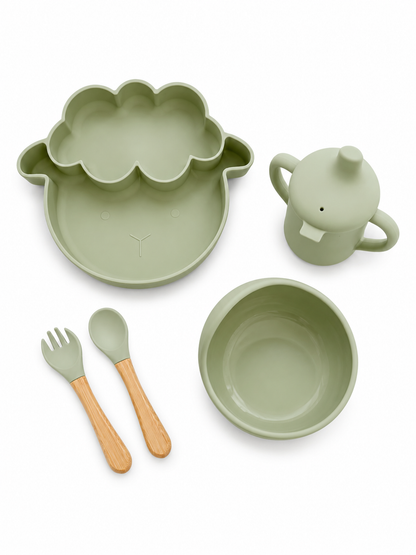 Set Picameemee: Plato Oveja + Vaso + Bowl + Cuchara + Tenedor