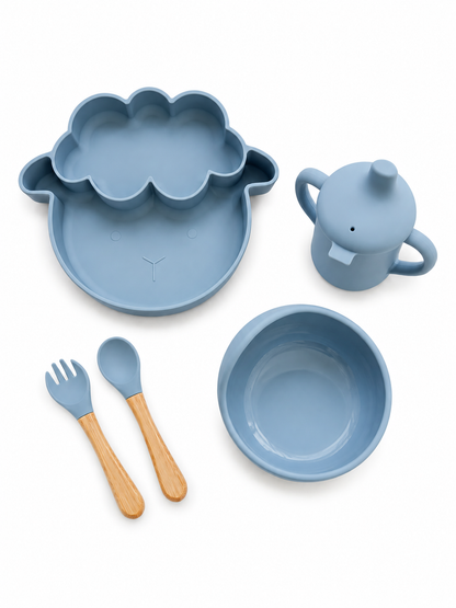 Set Picameemee: Plato Oveja + Vaso + Bowl + Cuchara + Tenedor