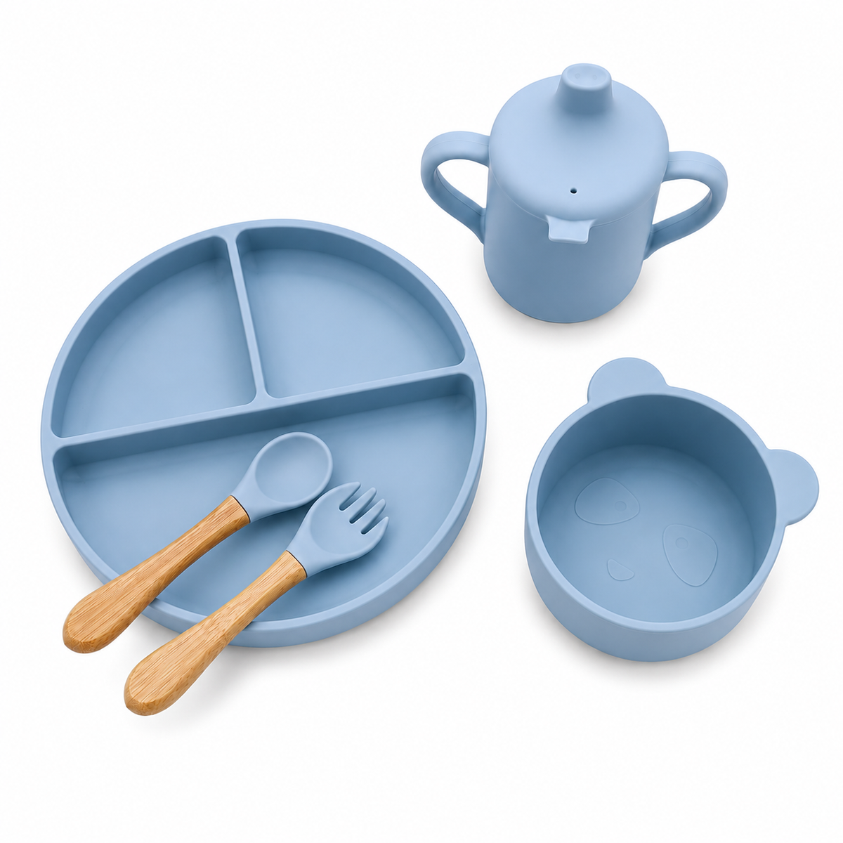 Set Picañamñam: Plato Disiones + Vaso + Bowl Panda + Cuchara + Tenedor